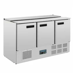 Comptoir de préparation inox 3 portes avec saladette intégrée -Polar -G607