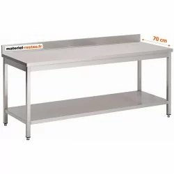 Table inox professionnelle avec dosseret et étagère basse 1000x700mm