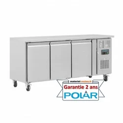 Table réfrigérée positive 3 portes en inox 339l sur roulettes -Polar G378