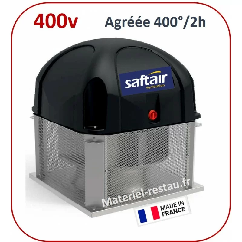 Tourelle d'extraction 4200m3/h T3640-TRI- 400°/2h pour hotte de cuisine pro et restaurant